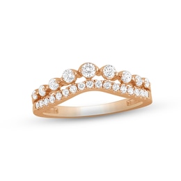 Now + Forever Diamond Contour Anniversary Ring 1/2 ct tw Round-cut 14K Rose Gold