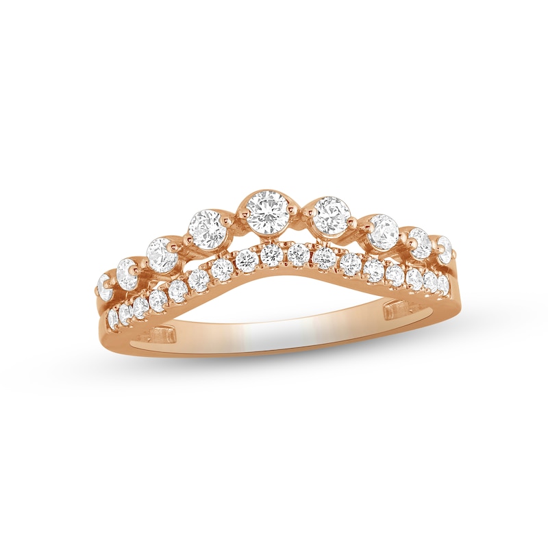 Main Image 1 of Now + Forever Diamond Contour Anniversary Ring 1/2 ct tw Round-cut 14K Rose Gold