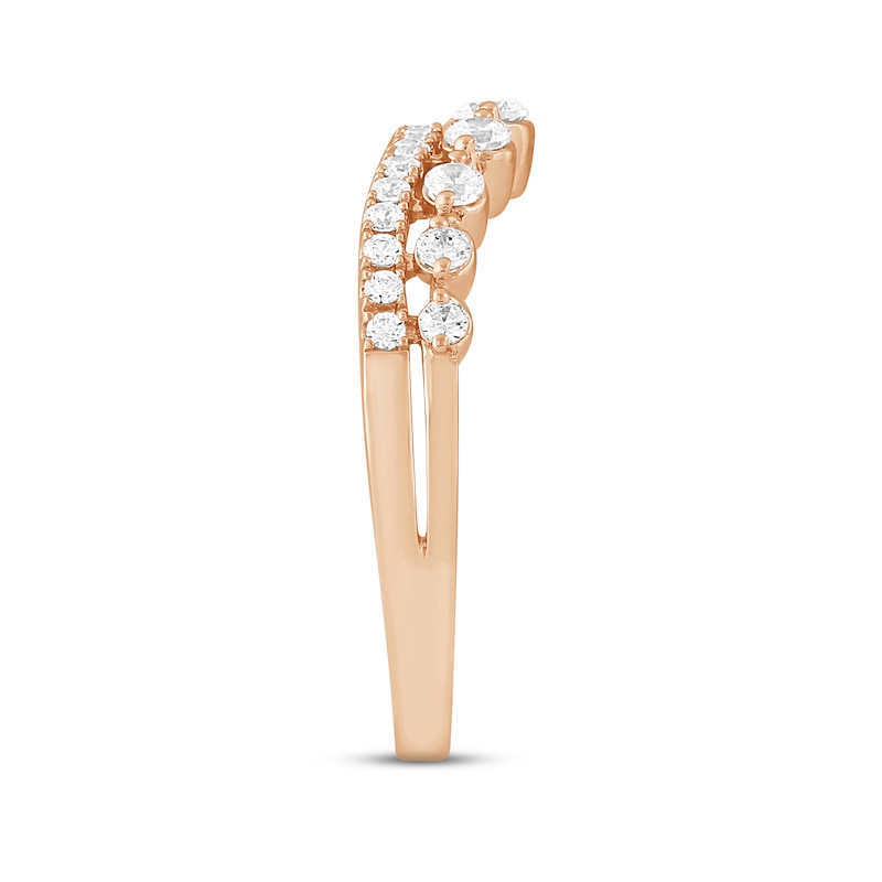 Main Image 2 of Now + Forever Diamond Contour Anniversary Ring 1/2 ct tw Round-cut 14K Rose Gold