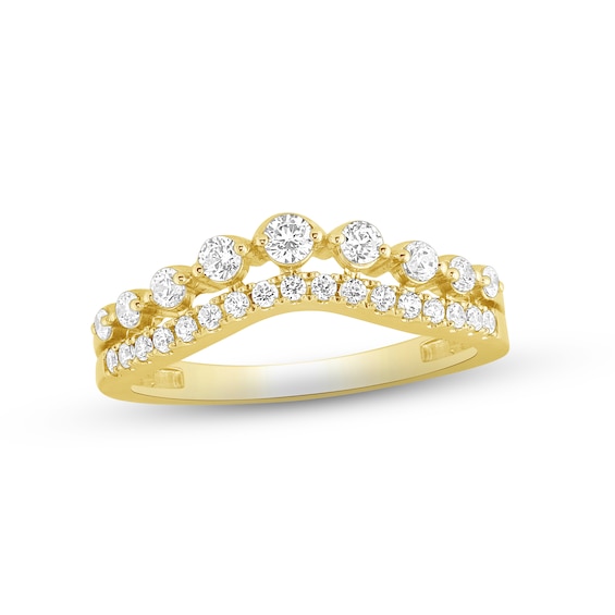 Now + Forever Diamond Contour Anniversary Ring 1/2 ct tw Round-cut 14K Yellow Gold