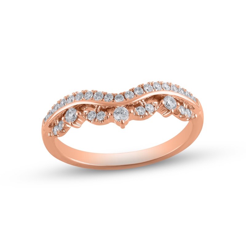 Main Image 1 of Now + Forever Diamond Contour Anniversary Ring 1/3 ct tw Round-cut 14K Rose Gold