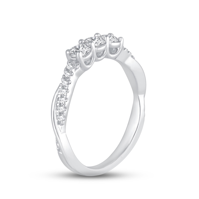 Main Image 2 of Now + Forever Diamond Three-Stone Anniversary Ring 1/2 ct tw Round-cut 14K White Gold