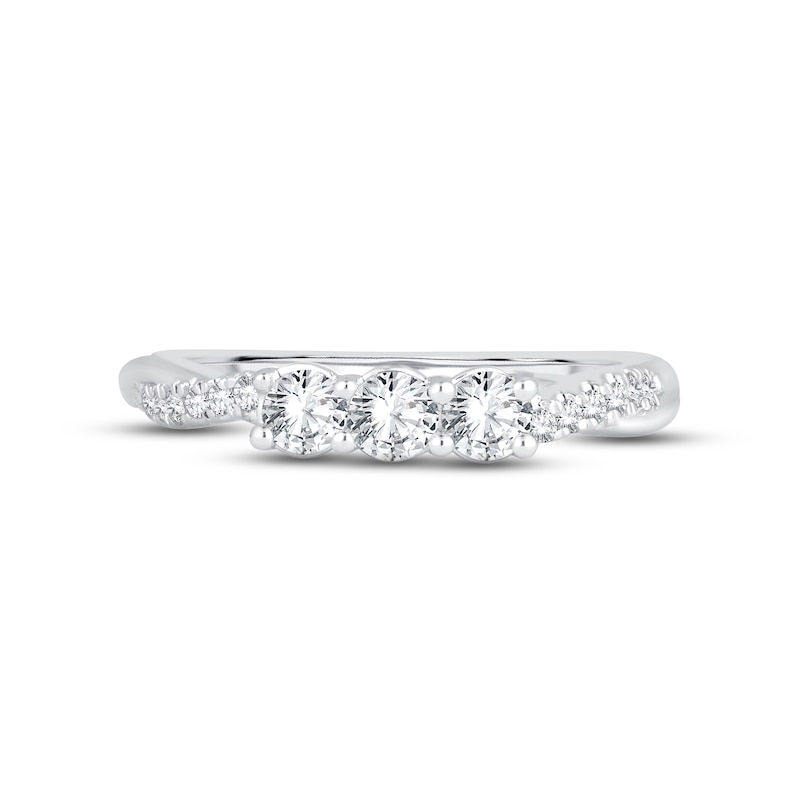 Main Image 3 of Now + Forever Diamond Three-Stone Anniversary Ring 1/2 ct tw Round-cut 14K White Gold