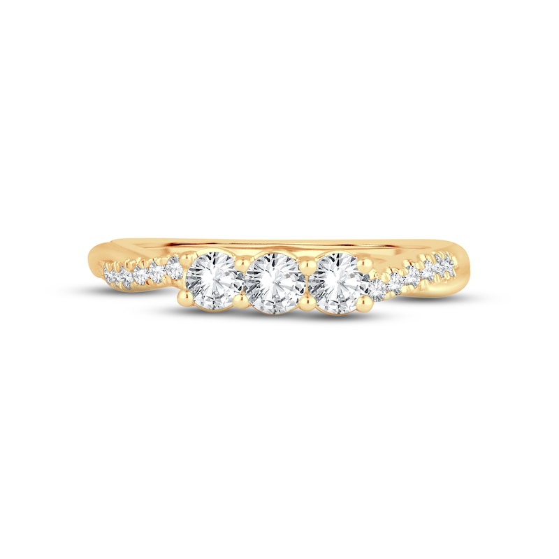 Main Image 3 of Now + Forever Diamond Three-Stone Anniversary Ring 1/2 ct tw Round-cut 14K Yellow Gold