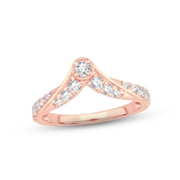 Now + Forever Diamond Contour Anniversary Ring 5/8 ct tw Round-cut 14K Rose Gold