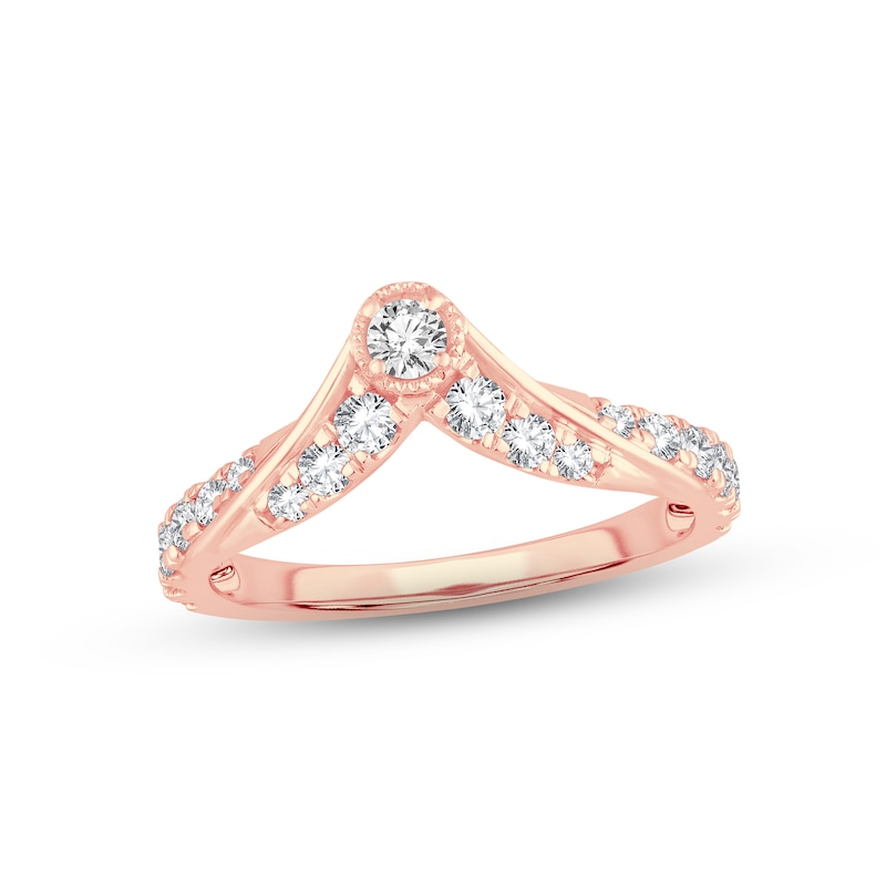 Main Image 1 of Now + Forever Diamond Contour Anniversary Ring 5/8 ct tw Round-cut 14K Rose Gold