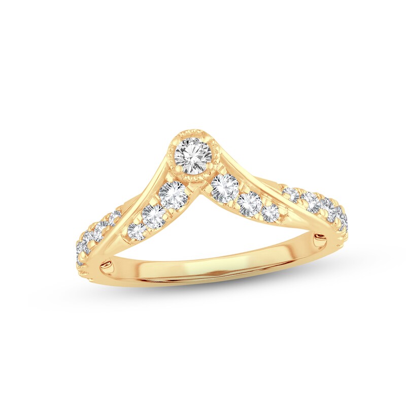 Main Image 1 of Now + Forever Diamond Contour Anniversary Ring 5/8 ct tw Round-cut 14K Yellow Gold
