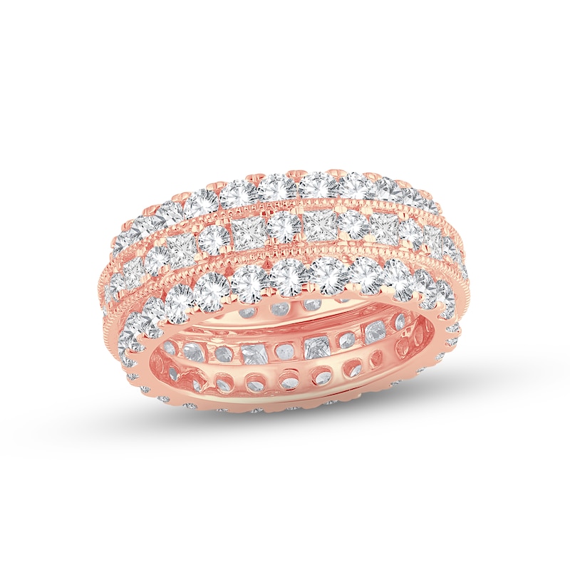 Diamond Eternity Anniversary Ring 4 ct tw Round & Princess-cut 14K Rose Gold