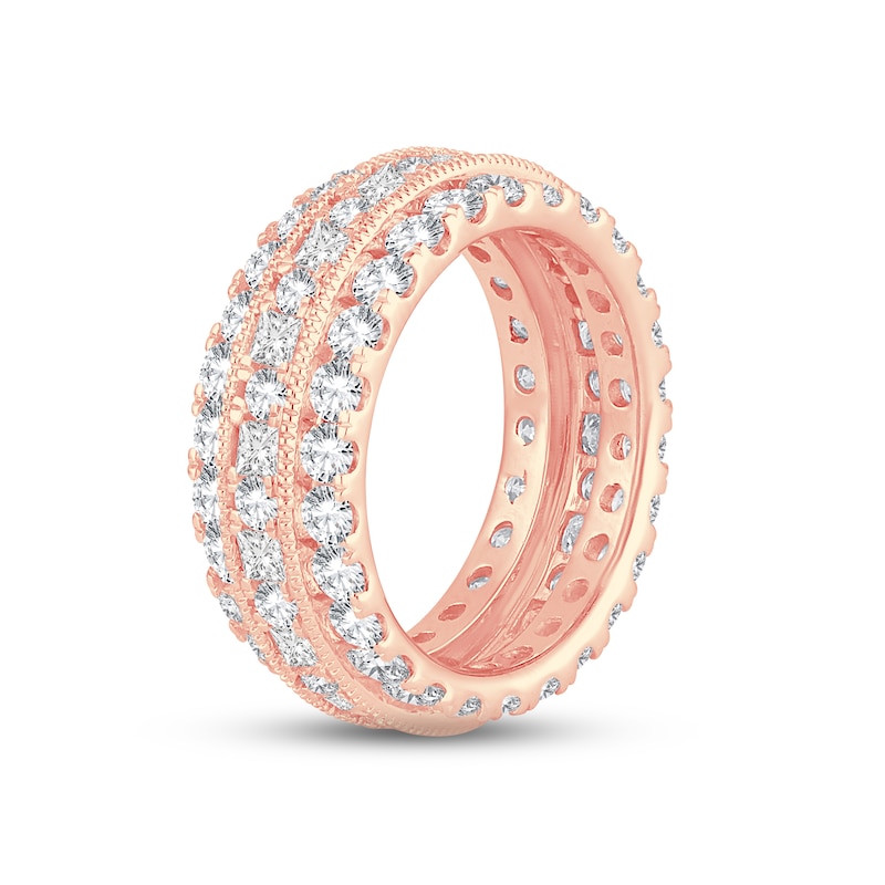 Diamond Eternity Anniversary Ring 4 ct tw Round & Princess-cut 14K Rose Gold