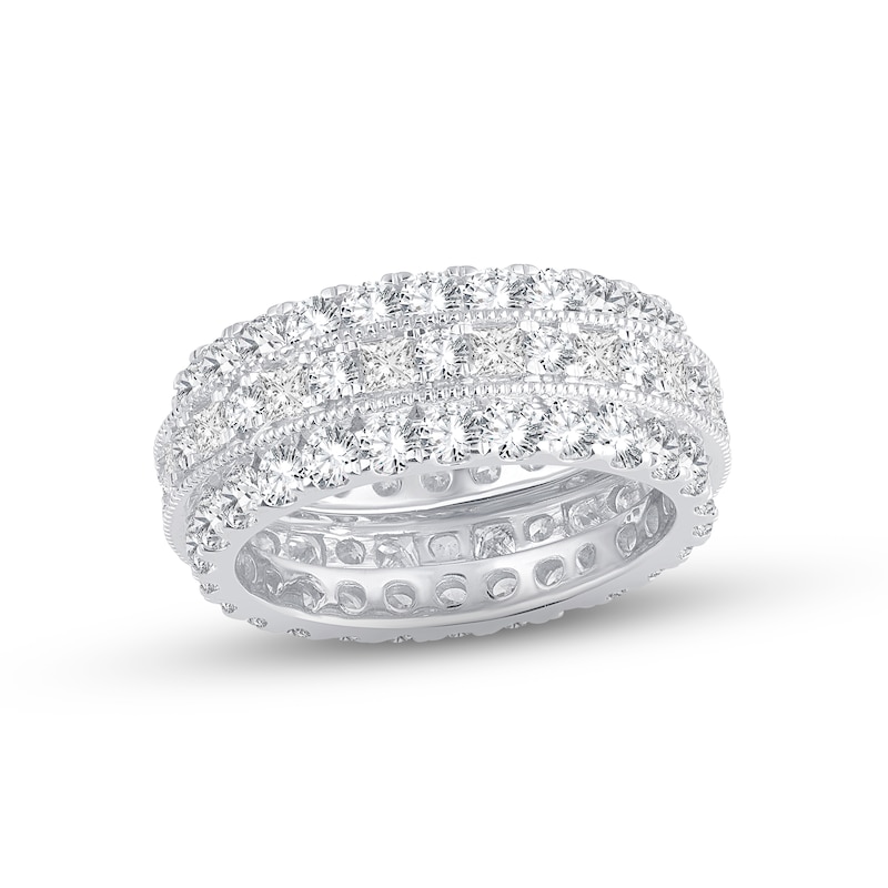 Main Image 1 of Now + Forever Diamond Eternity Anniversary Ring 4 ct tw Round & Princess-cut 14K White Gold