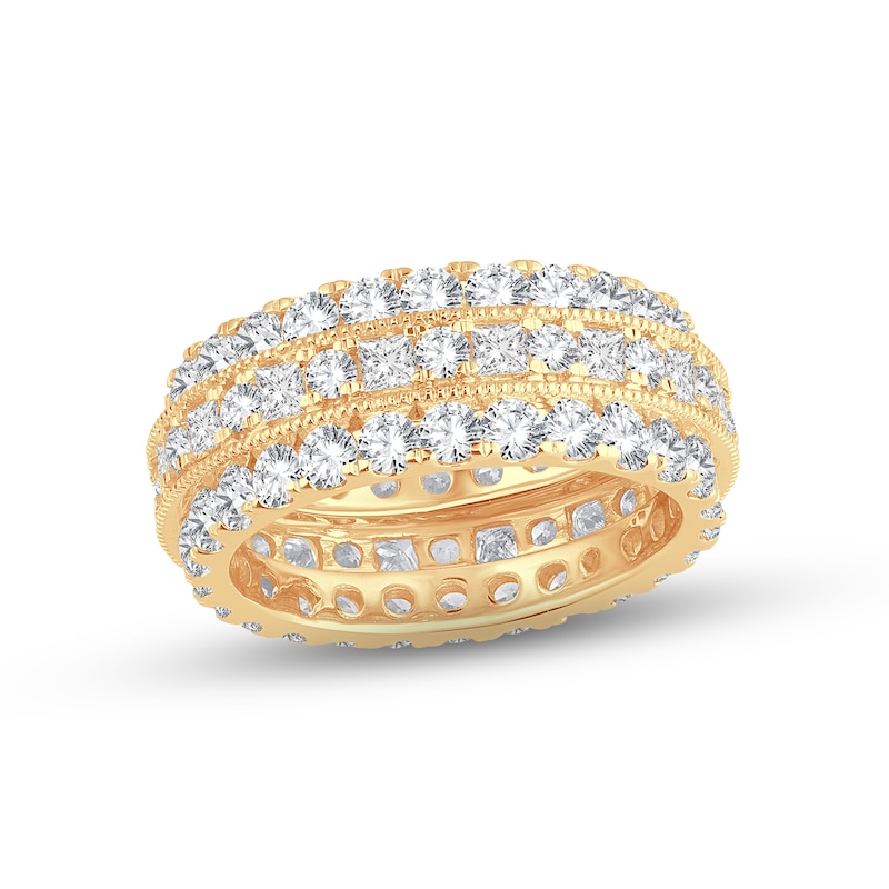 Diamond Eternity Anniversary Ring 4 ct tw Round & Princess-cut 14K Yellow Gold