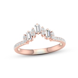 Now + Forever Diamond Contour Anniversary Ring 1/3 ct tw Baguette & Round-cut 10K Rose Gold