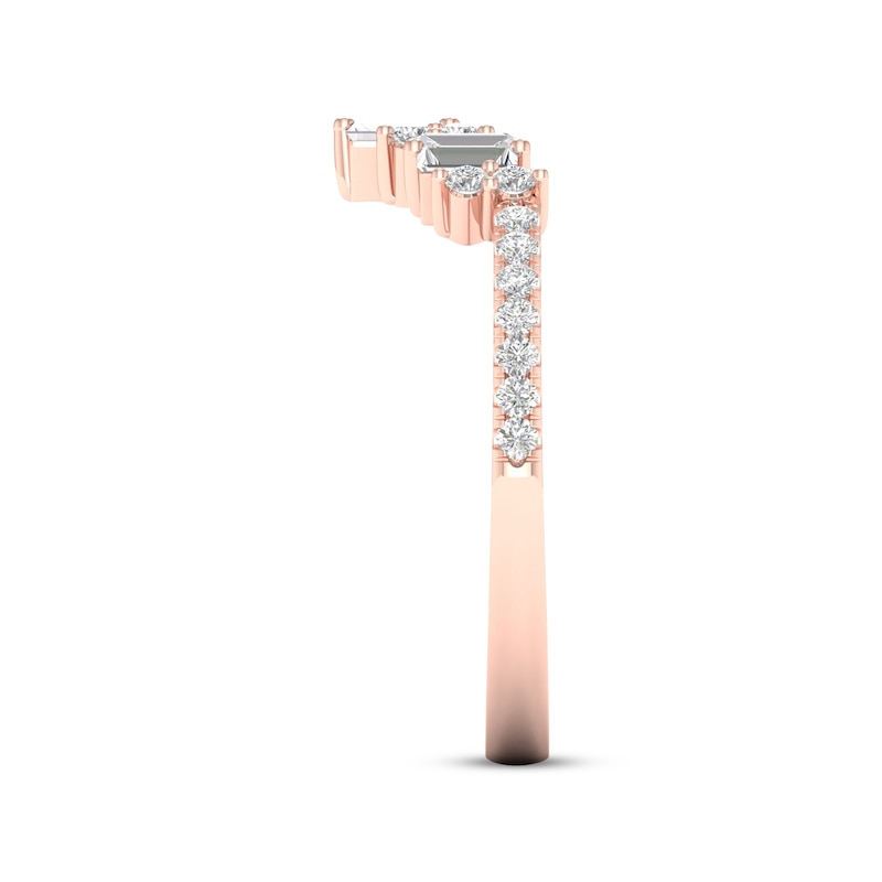 Main Image 3 of Now + Forever Diamond Contour Anniversary Ring 1/3 ct tw Baguette & Round-cut 10K Rose Gold