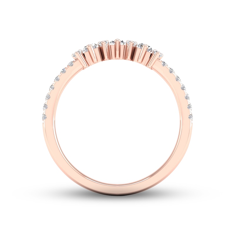 Main Image 4 of Now + Forever Diamond Contour Anniversary Ring 1/3 ct tw Baguette & Round-cut 10K Rose Gold