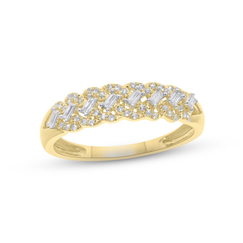 Diamond Anniversary Ring 1/5 ct tw Baguette & Round-cut 10K Yellow Gold