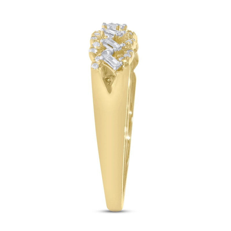 Diamond Anniversary Ring 1/5 ct tw Baguette & Round-cut 10K Yellow Gold