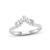 Thumbnail Image 1 of Now + Forever Diamond Contour Anniversary Ring 1/3 ct tw Baguette & Round-cut 10K White Gold