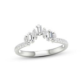 Now + Forever Diamond Contour Anniversary Ring 1/3 ct tw Baguette & Round-cut 10K White Gold