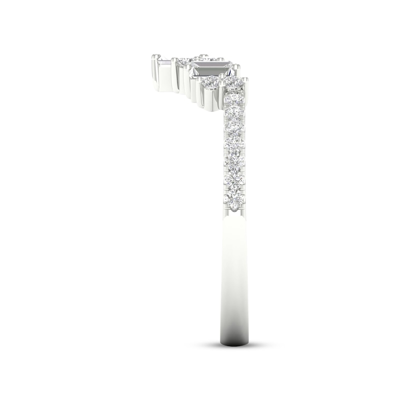 Main Image 3 of Now + Forever Diamond Contour Anniversary Ring 1/3 ct tw Baguette & Round-cut 10K White Gold