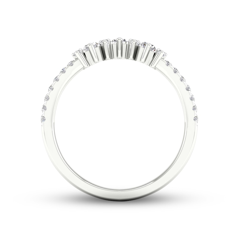 Diamond Contour Anniversary Ring 1/3 ct tw Baguette & Round-cut 10K White Gold