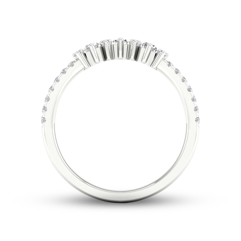 Main Image 4 of Now + Forever Diamond Contour Anniversary Ring 1/3 ct tw Baguette & Round-cut 10K White Gold