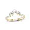 Thumbnail Image 1 of Now + Forever Diamond Contour Anniversary Ring 1/3 ct tw Baguette & Round-cut 10K Yellow Gold