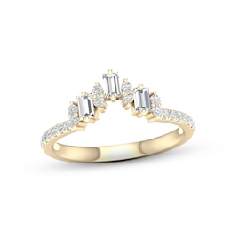 Now + Forever Diamond Contour Anniversary Ring 1/3 ct tw Baguette & Round-cut 10K Yellow Gold