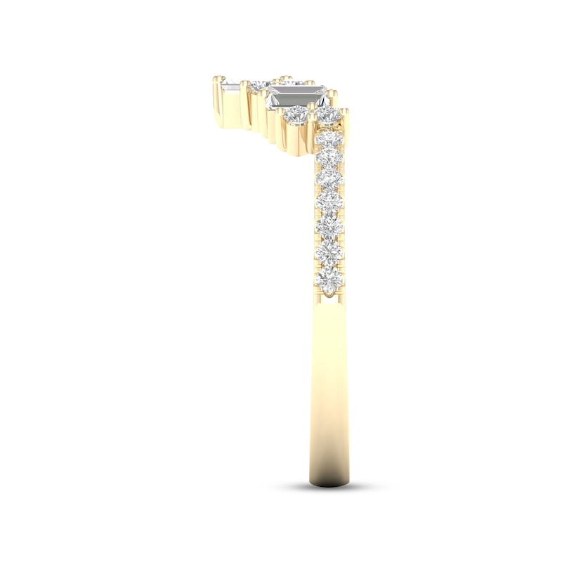 Main Image 3 of Now + Forever Diamond Contour Anniversary Ring 1/3 ct tw Baguette & Round-cut 10K Yellow Gold