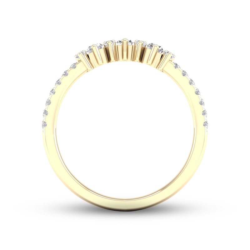 Diamond Contour Anniversary Ring 1/3 ct tw Baguette & Round-cut 10K Yellow Gold