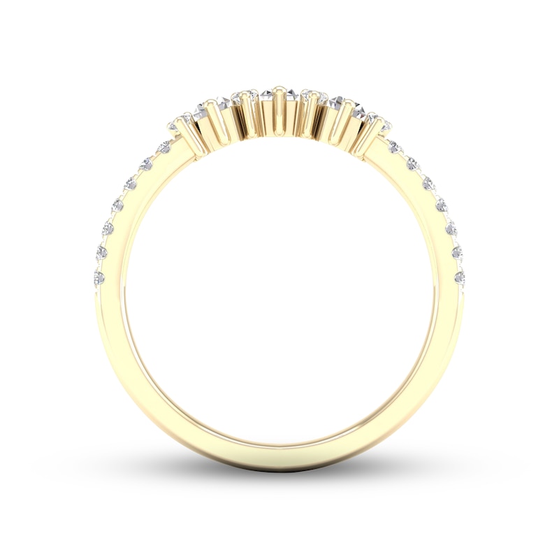 Main Image 4 of Now + Forever Diamond Contour Anniversary Ring 1/3 ct tw Baguette & Round-cut 10K Yellow Gold