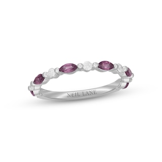 Neil Lane Garnet & Diamond Anniversary Ring 1/6 ct tw 14K White Gold