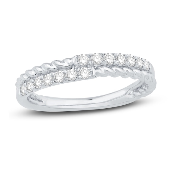 Now + Forever Diamond Rope Anniversary Ring 1/3 ct tw Round-cut 10K White Gold