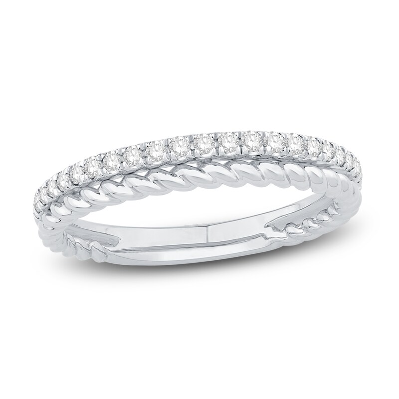 Main Image 1 of Now + Forever Diamond Rope Anniversary Ring 1/4 ct tw Round-cut 10K White Gold