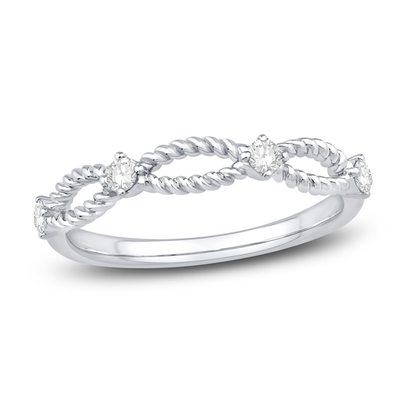 Now + Forever Diamond Rope Anniversary Ring 1/6 ct tw Round-cut 10K White Gold