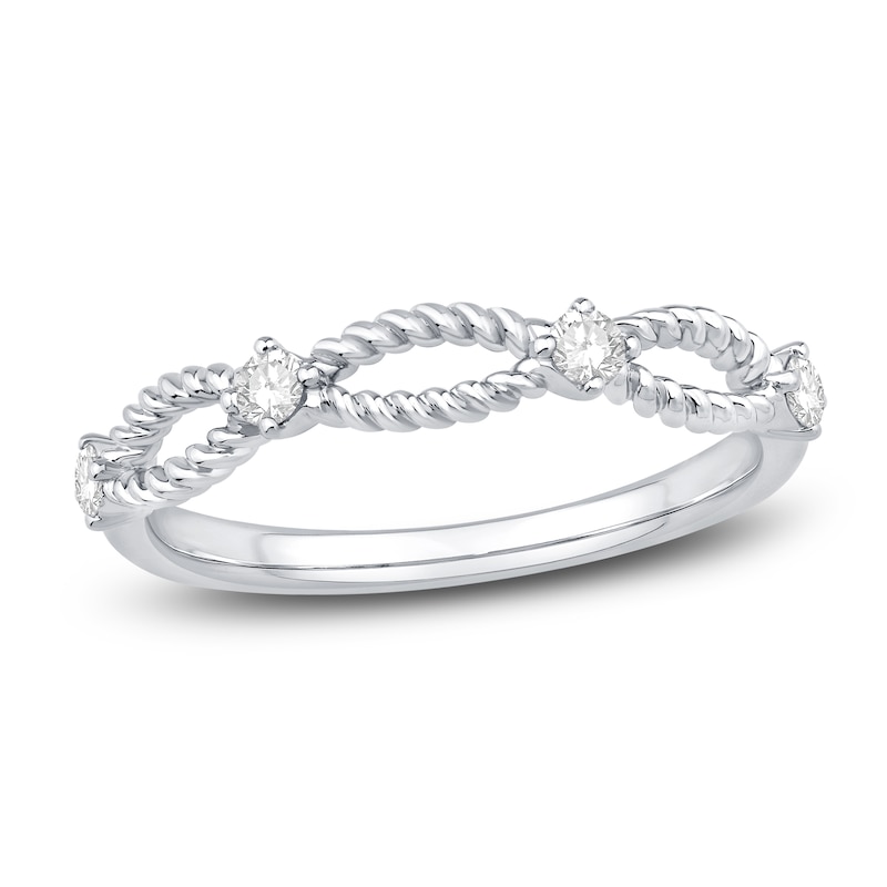 Main Image 1 of Now + Forever Diamond Rope Anniversary Ring 1/6 ct tw Round-cut 10K White Gold