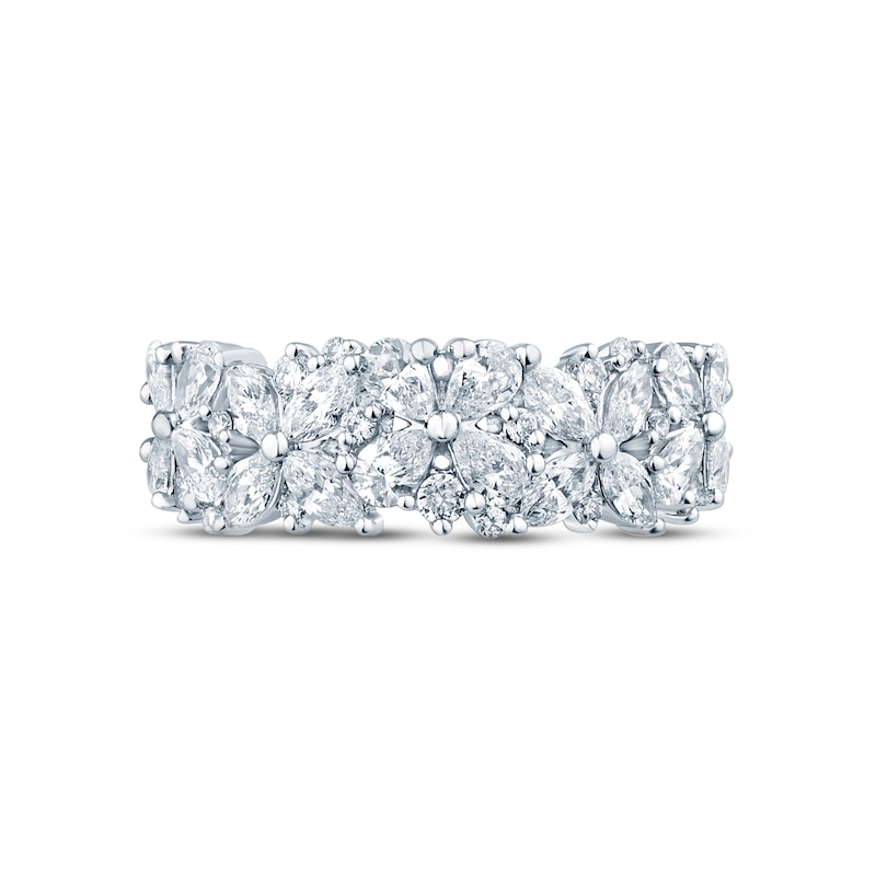 Monique Lhuillier Bliss Diamond Anniversary Ring 1-1/2 ct tw Pear, Marquise & Round-cut 18K White Gold