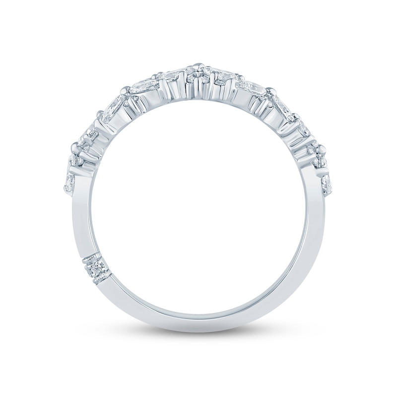 Monique Lhuillier Bliss Diamond Anniversary Ring 1-1/2 ct tw Pear, Marquise & Round-cut 18K White Gold
