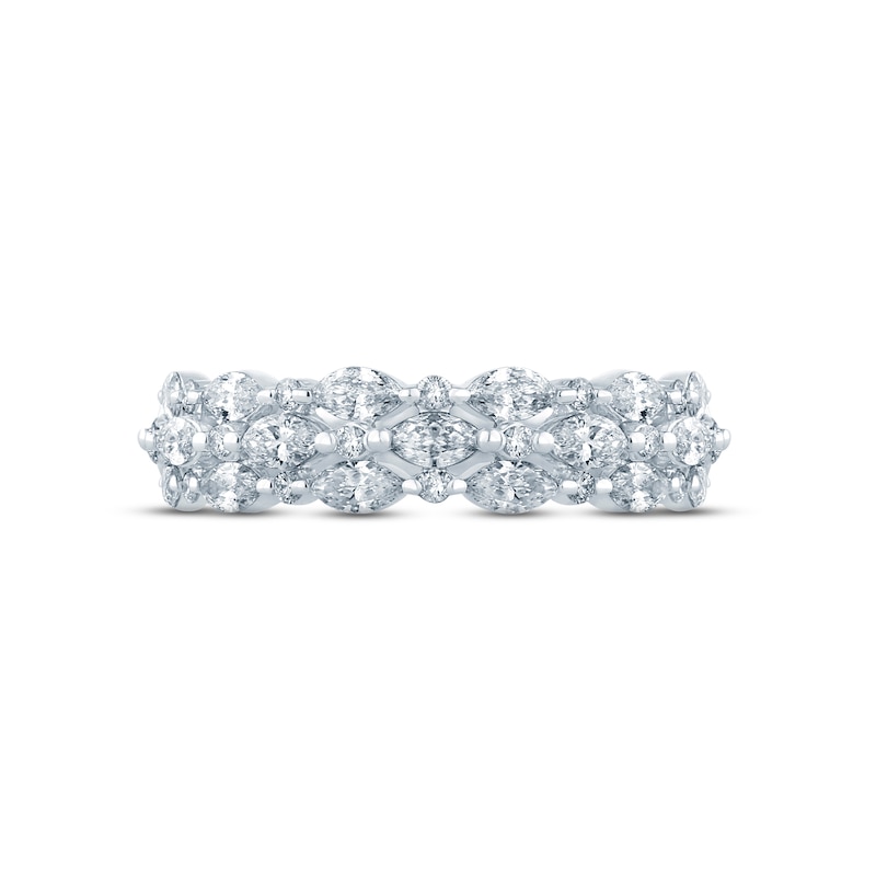 Monique Lhuillier Bliss Diamond Anniversary Ring 1 ct tw Marquise & Round-cut 18K White Gold