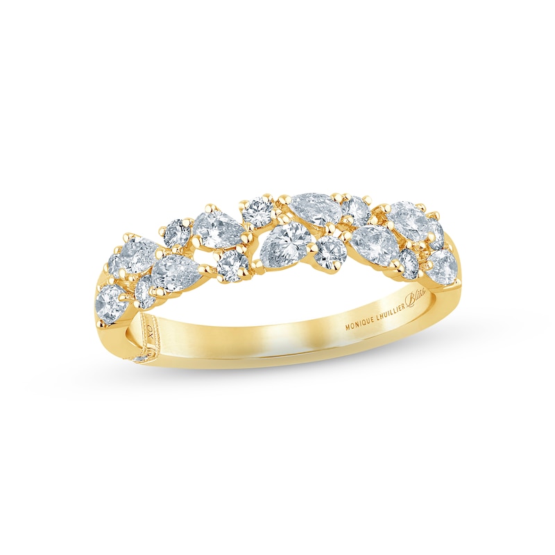 Monique Lhuillier Bliss Diamond Anniversary Band 3/4 ct tw Pear & Round-cut 18K Yellow Gold