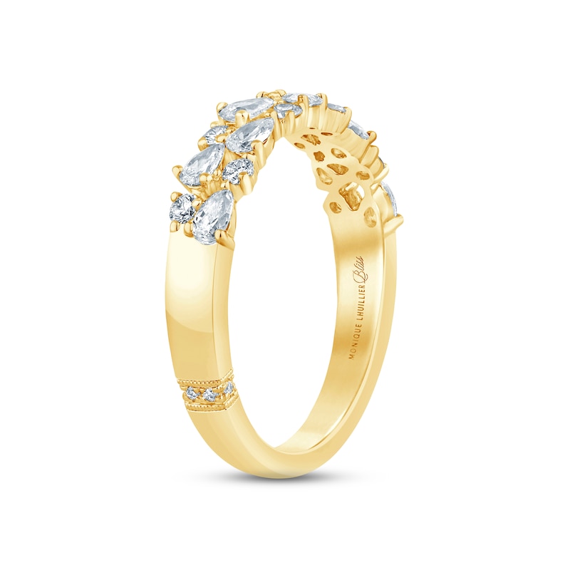 Monique Lhuillier Bliss Diamond Anniversary Band 3/4 ct tw Pear & Round-cut 18K Yellow Gold