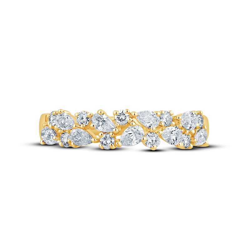 Monique Lhuillier Bliss Diamond Anniversary Band 3/4 ct tw Pear & Round-cut 18K Yellow Gold