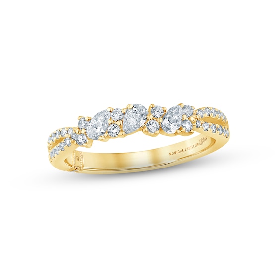 Monique Lhuillier Bliss Diamond Anniversary Ring 1/2 ct tw Pear & Round-cut 18K Yellow Gold