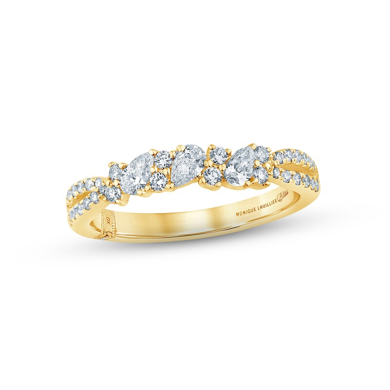 Main Image 1 of Monique Lhuillier Bliss Diamond Anniversary Ring 1/2 ct tw Pear & Round-cut 18K Yellow Gold