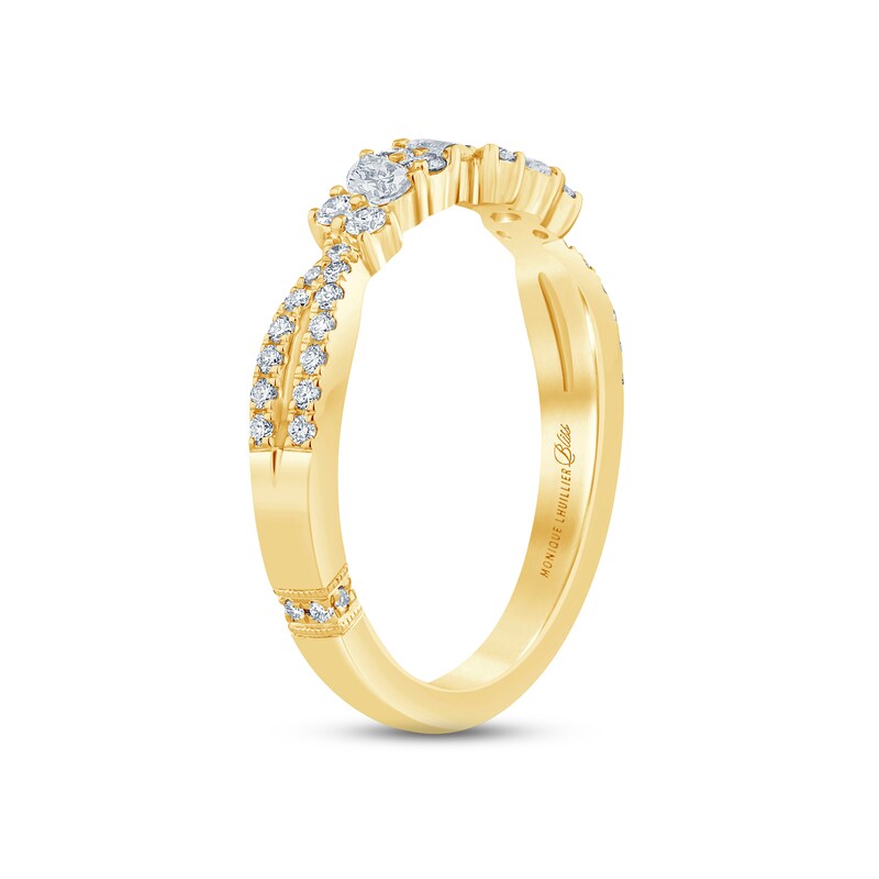 Monique Lhuillier Bliss Diamond Anniversary Ring 1/2 ct tw Pear & Round-cut 18K Yellow Gold