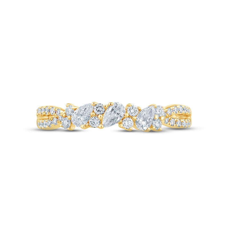Main Image 3 of Monique Lhuillier Bliss Diamond Anniversary Ring 1/2 ct tw Pear & Round-cut 18K Yellow Gold