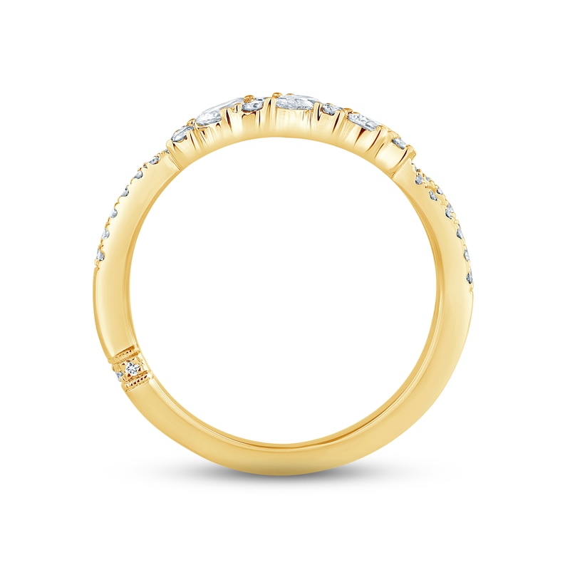 Main Image 4 of Monique Lhuillier Bliss Diamond Anniversary Ring 1/2 ct tw Pear & Round-cut 18K Yellow Gold