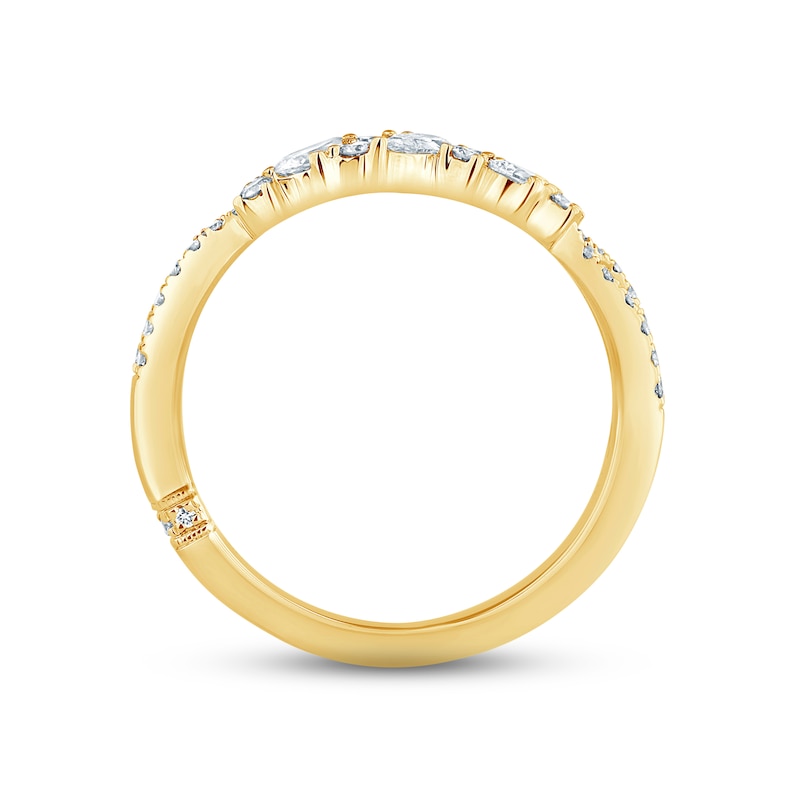 Monique Lhuillier Bliss Diamond Anniversary Ring 1/2 ct tw Pear & Round-cut 18K Yellow Gold