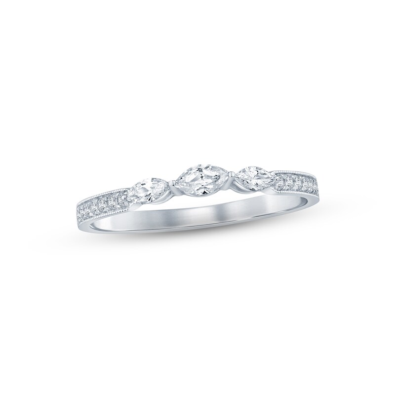 Diamond Anniversary Band 1/4 ct tw Marquise & Round-cut 10K White Gold