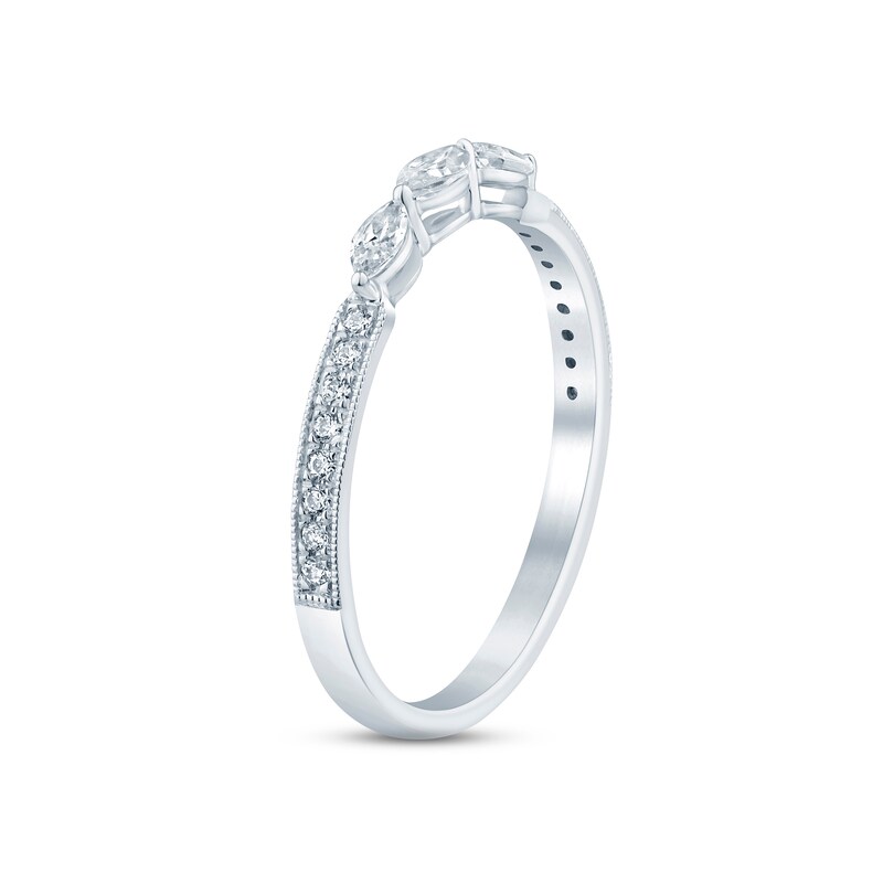 Diamond Anniversary Band 1/4 ct tw Marquise & Round-cut 10K White Gold