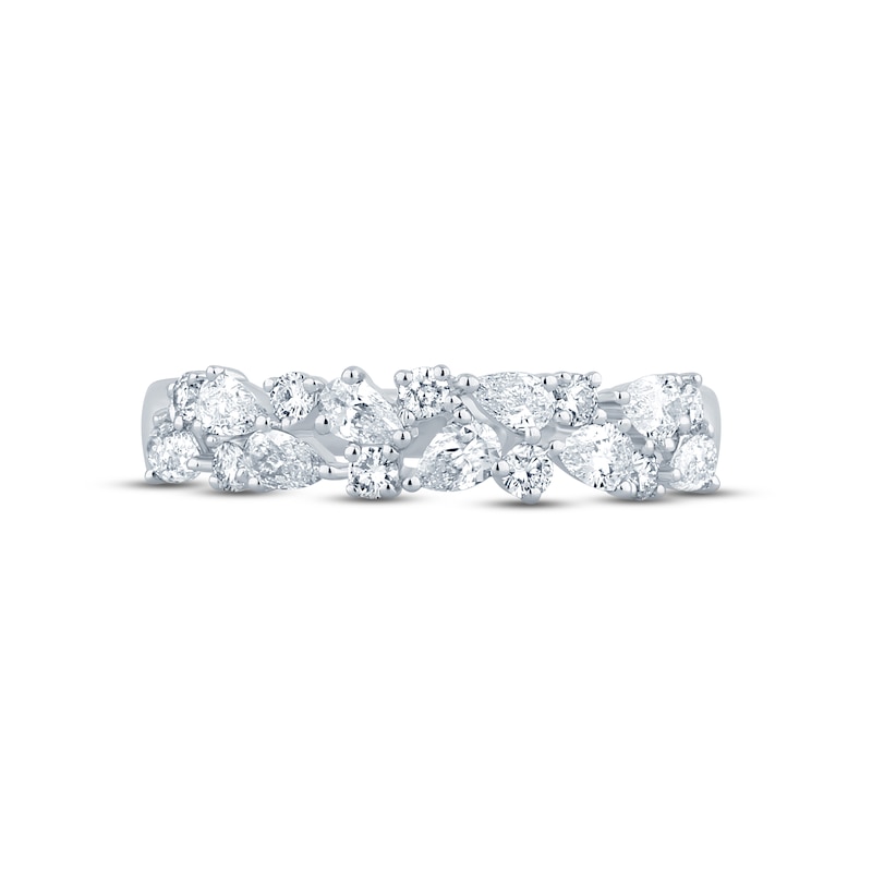 Monique Lhuillier Bliss Diamond Anniversary Band 3/4 ct tw Pear & Round-cut 18K White Gold